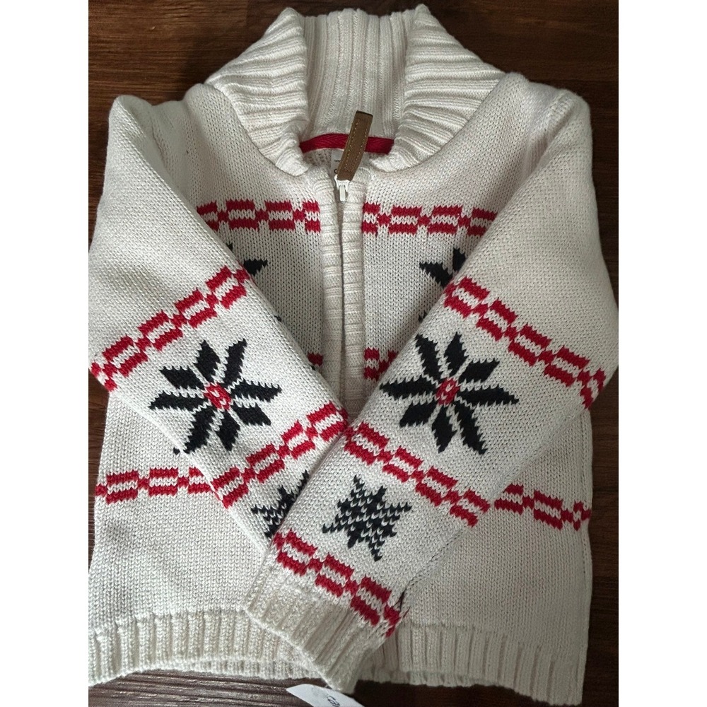 Carters Kids Boys Snowflake Fair Isle Zip Up Sweater Cardigan 24 Months